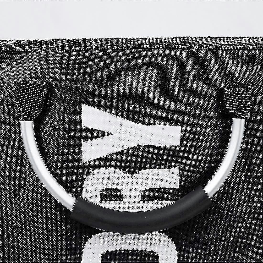 Enkelt sammenleggbar vask klesvask kurvpose for soverom, stoff (svart) (t-0-g)