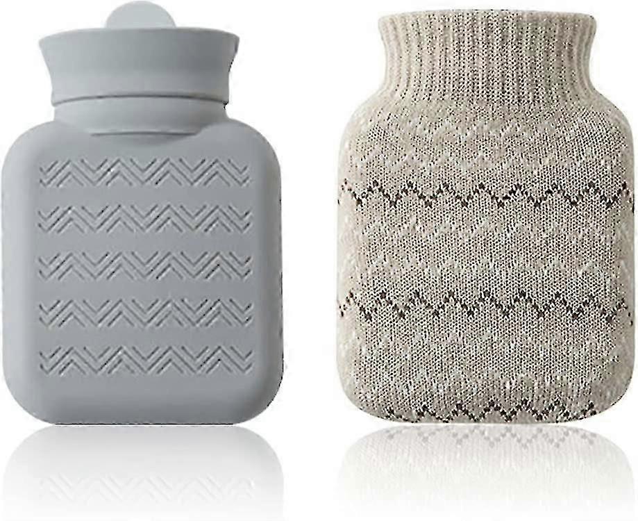 زجاجة ماء ساخن مع غطاء محبوك ، زجاجات ماء ساخن صغيرة قابلة لإعادة الاستخدام لتخفيف الآلام تدفئة اليد هدايا تسخين الميكروويف Stcyv