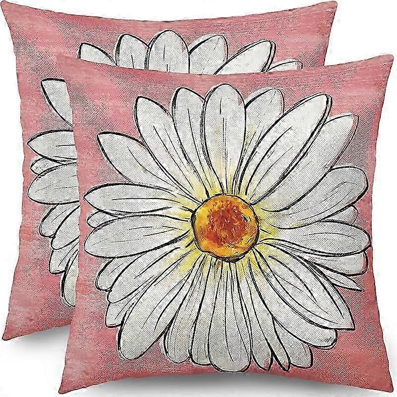 Summer Bee Pillow Covers 18x18in Yellow Linen Decorative Set Of 2