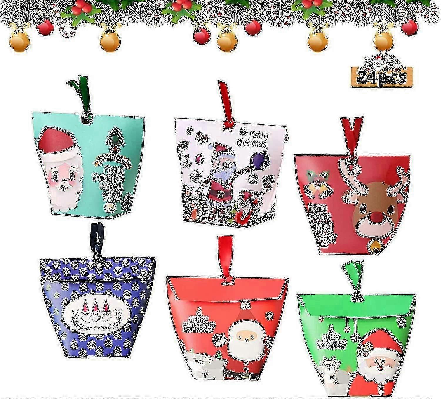 24pcs Christmas Candy Box decorative Christmas Gift Boxes christmas Gift Bags kraft Bag Christmas Gift Bags