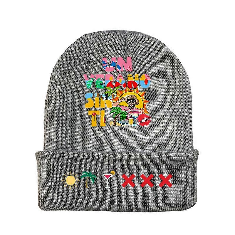 Knitted Hat Bad Bunny New Album Un Verano Sin Ti Warm Beanie Wool Hat-gray-A
