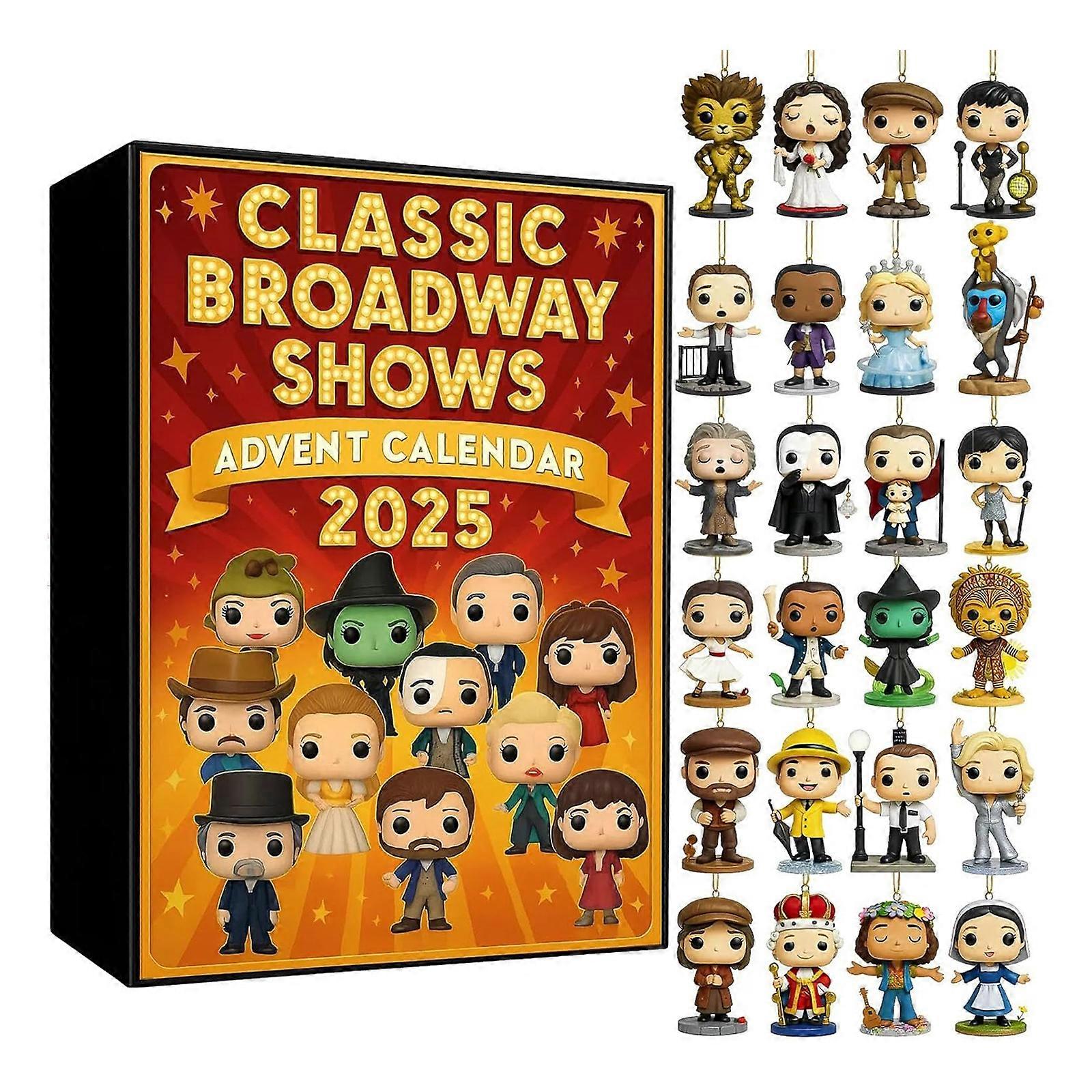 Classic Broadway Shows Advent Calendar 2025 24 Days Countdown Calendar With Iconic Musical Character Collectibles for Halloween