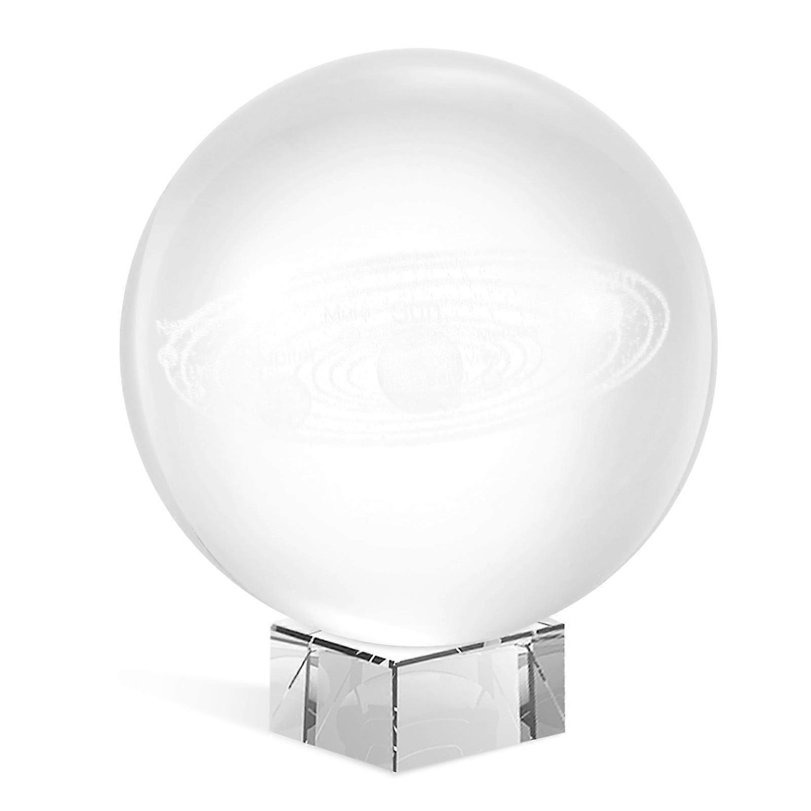Crystal Ball Ornament 3D Solar System Planets Clear Educational Ball Model with Base