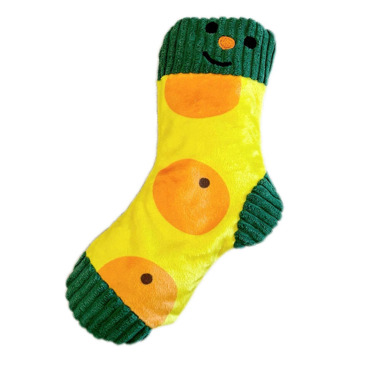 Plush Sock Dog Squeaky Toy Chewable Puppy Teeth Cleaning Interactive Fun Noise Pet Training Treats Feeder For Small Dog Multicolor