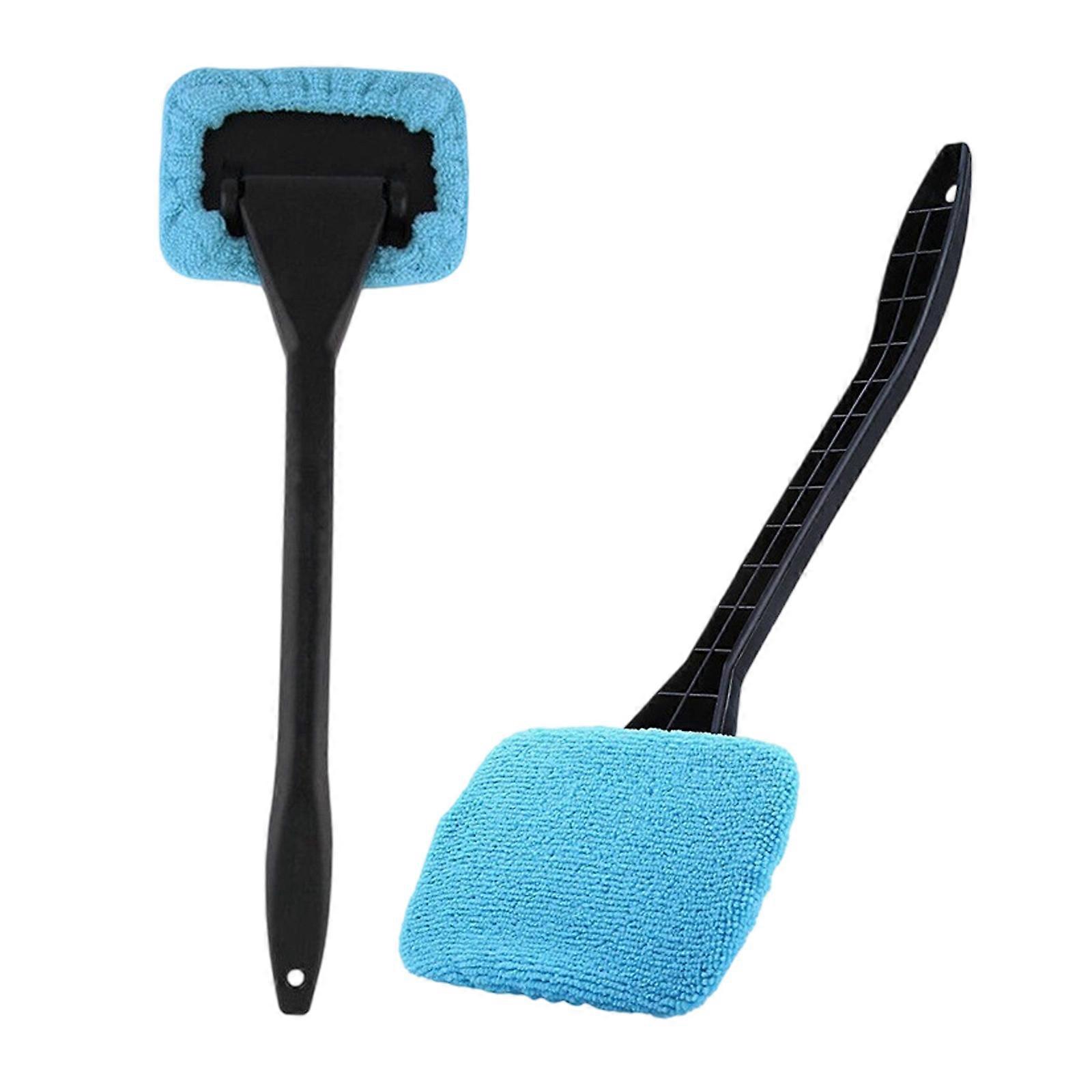 Pack Of 2 Windshield Cleaner Defogger Scraper Tool with Flexible Handle and Microfiber Brush for Car Front Glass Care Multicolor