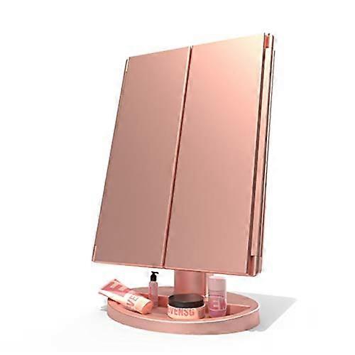 LED Bathroom Mirror with Touch Screen, 22 Light Strips, 3Fold Makeup Vanity, 180° Rotating Adjustable