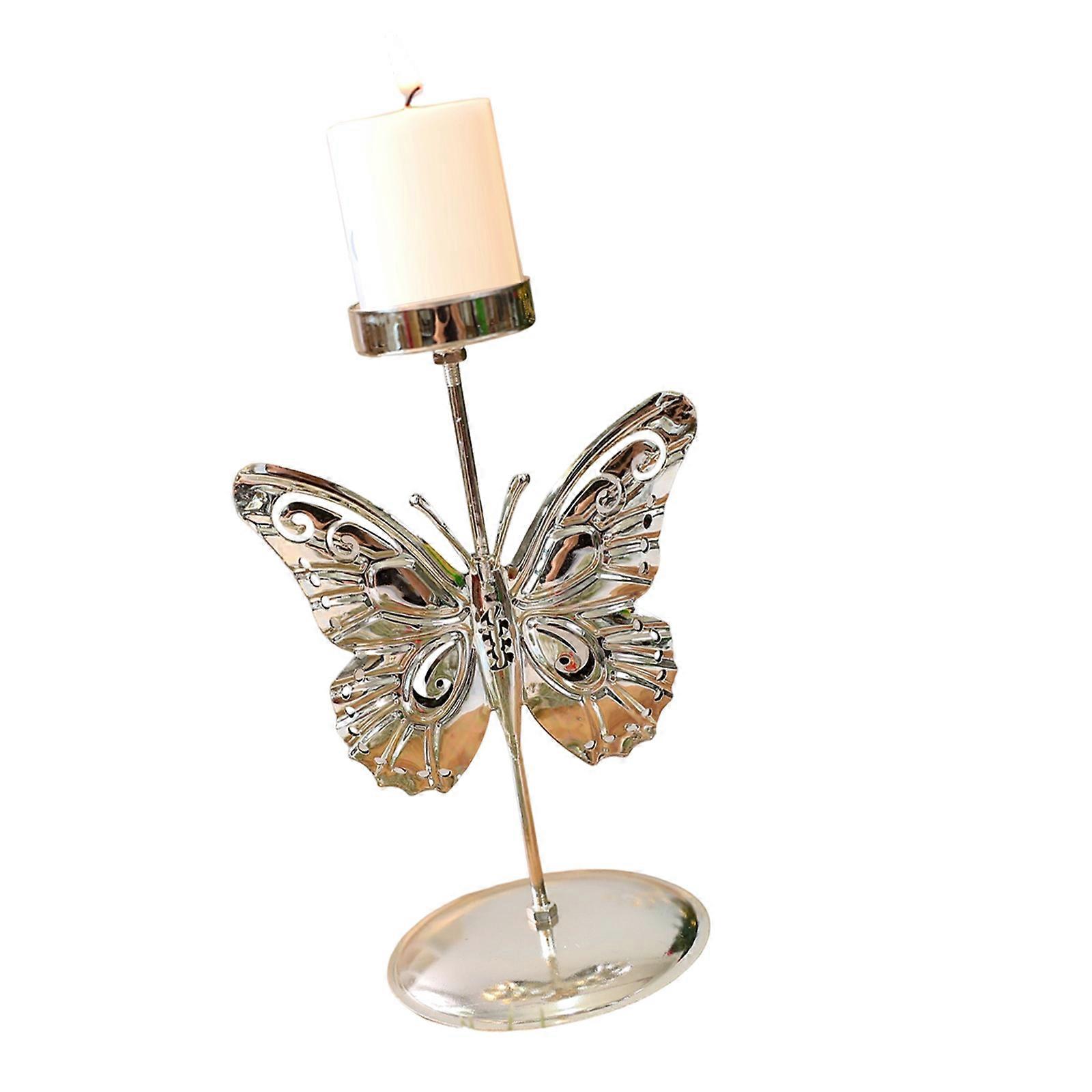 Iron Candle Holders Stand with Christmas Snowflake Star Butterfly Tree Pattern Candlestick for Home Tabletop Decoration Multicolor