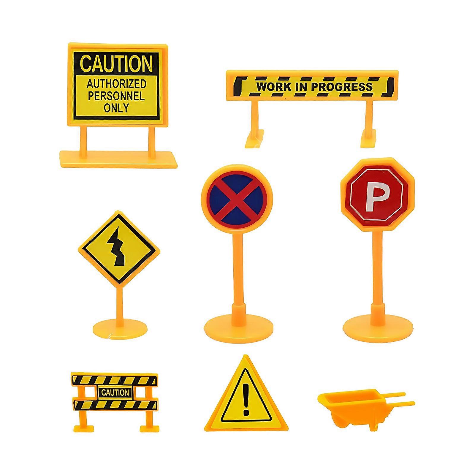 Educational Building Playset 8pcs City Traffic Signs Child Safe Plastic Doll House Scene Display For Craft Model Project Multicolor