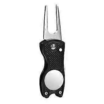 Folding Golf Divot Tool Stainless Steel with Pop-Up Button ABS Handle Gentle on Greens for Men Women Black Red Blue
