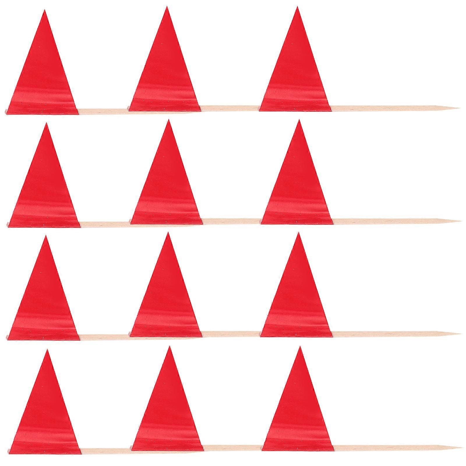 Red Toothpick Flags for Decor 100Pcs Solid Mini Triangle Cupcake Toppers