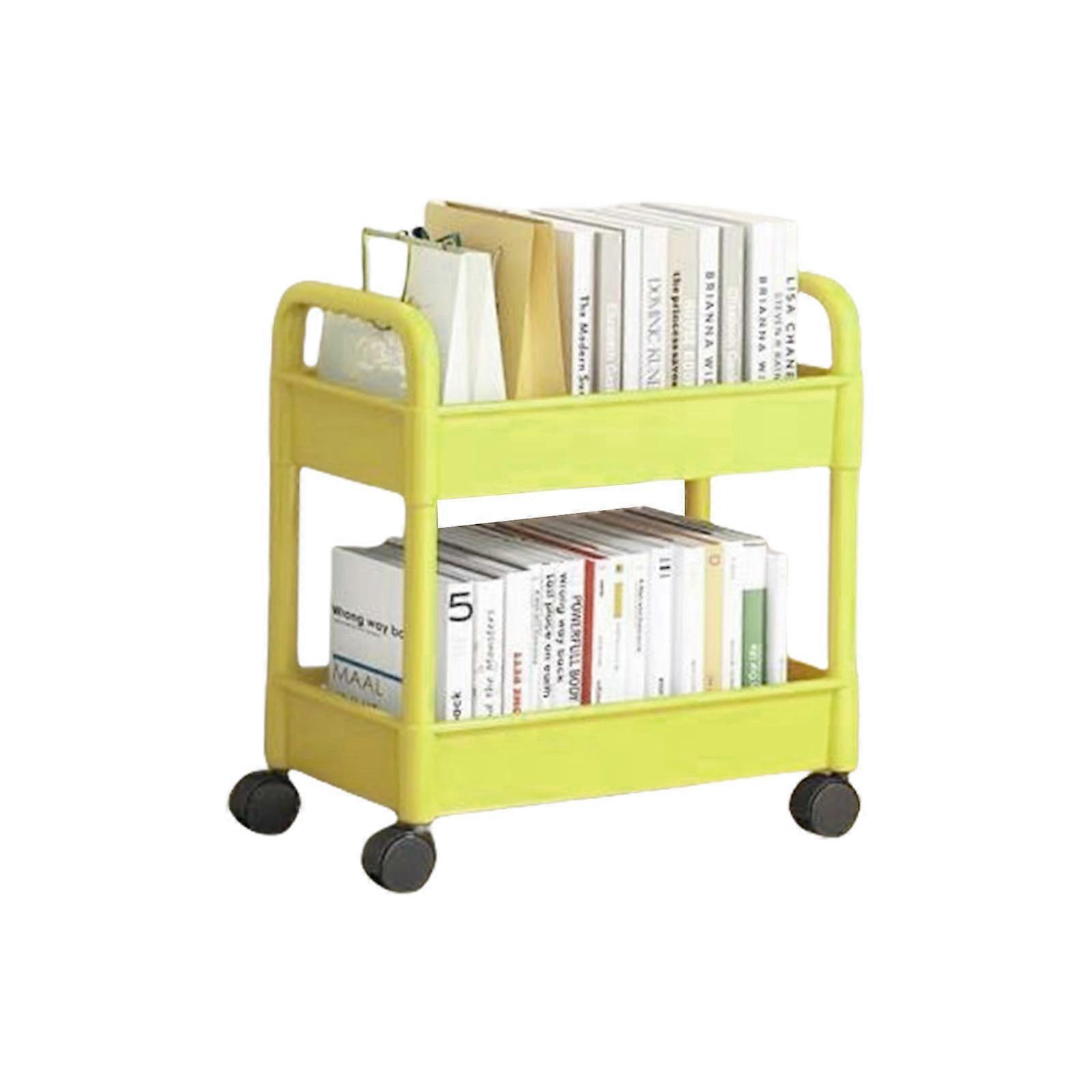 Space Saving Movable Storage Trolley Sturdy Plastic Utility Cart Accessory for Books Utensils and More Organization  Yellow