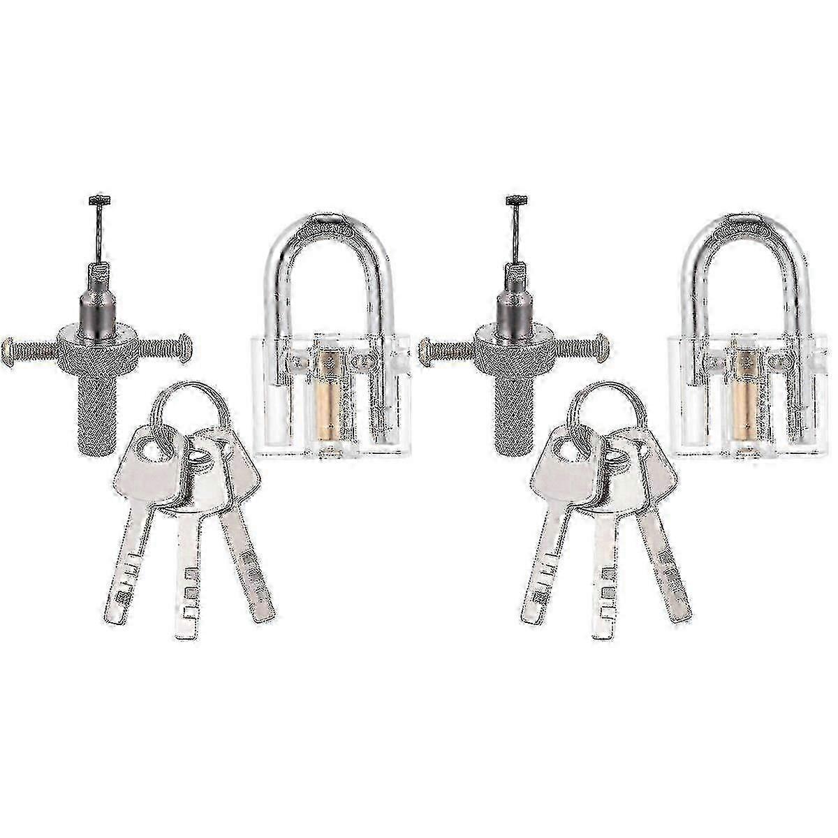 1 Set Transparent Blades Padlock With Disc Detainer Lock Pick Tools With 3 Keys