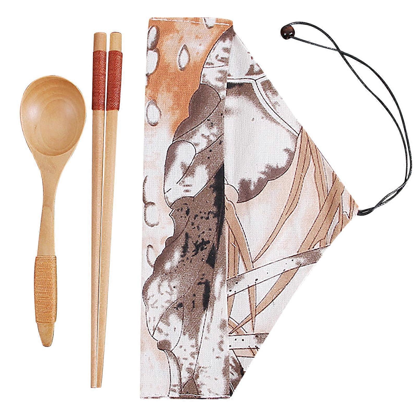 Wmkox8yii 2-Piece Set Of Japanese Portable Chopsticks And Spoon Set To Carry Tableware