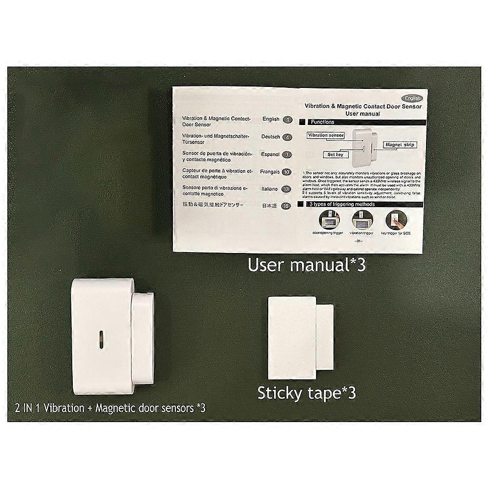5-Level Sensitivity Adjustment Window Glass Break Vibration+Magnetic Door Sensor, Requires Alarm Host to Operate