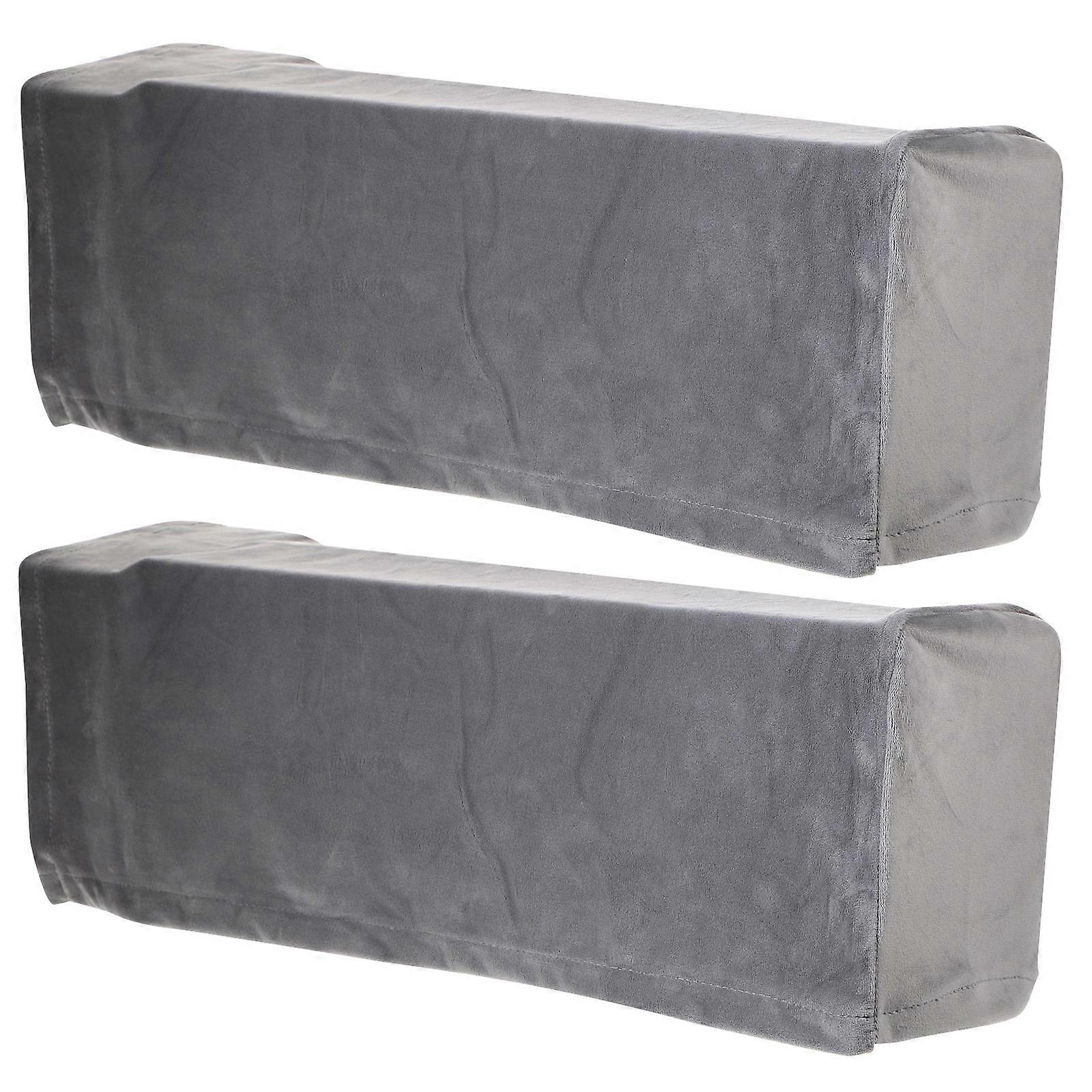 2Pcs Universal Sofa Armrest Cover Elastic Armrest Protector Solid Color Armrest Protective Cloth Grey