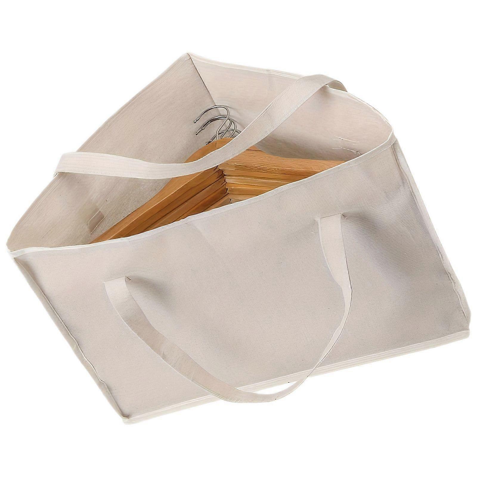 Clothes Hanger Storage Bag with Handles Triangular Garment Organizer for Closet and Travel White