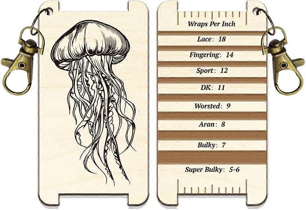 1 Pc Wooden Spinning Control Card Jellyfish Pattern Multi-Purpose Spinning Control Tool Wooden Decorative WPI Ruler for Hand Yarn Measurement Crochet 