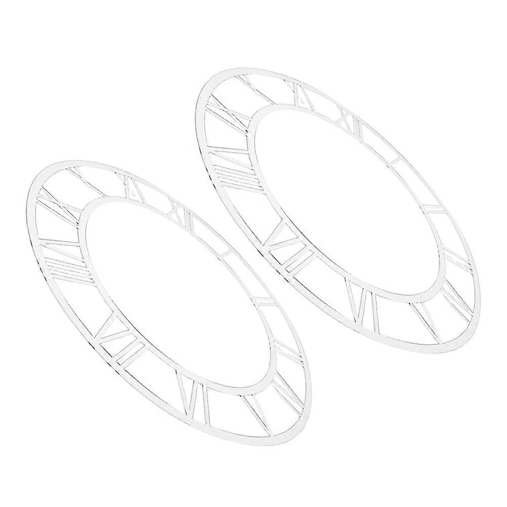 Silver Roman Numeral Acrylic Wall Clock Face for 2Pcs Decoration