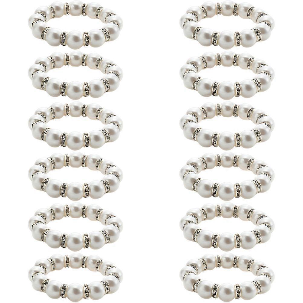White Pearl Napkin Rings Set of Decorative Use on Dining Table and metal