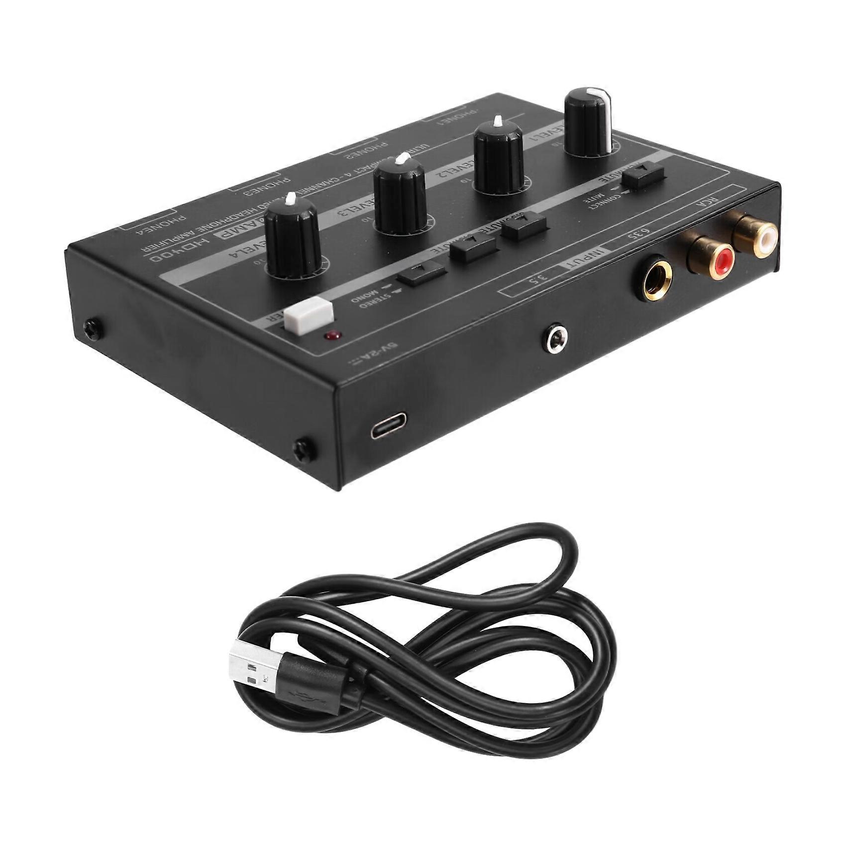HD400 4-Channel Headphone Amplifier Portable Headphone Signal Splitter Supports 8 Channels