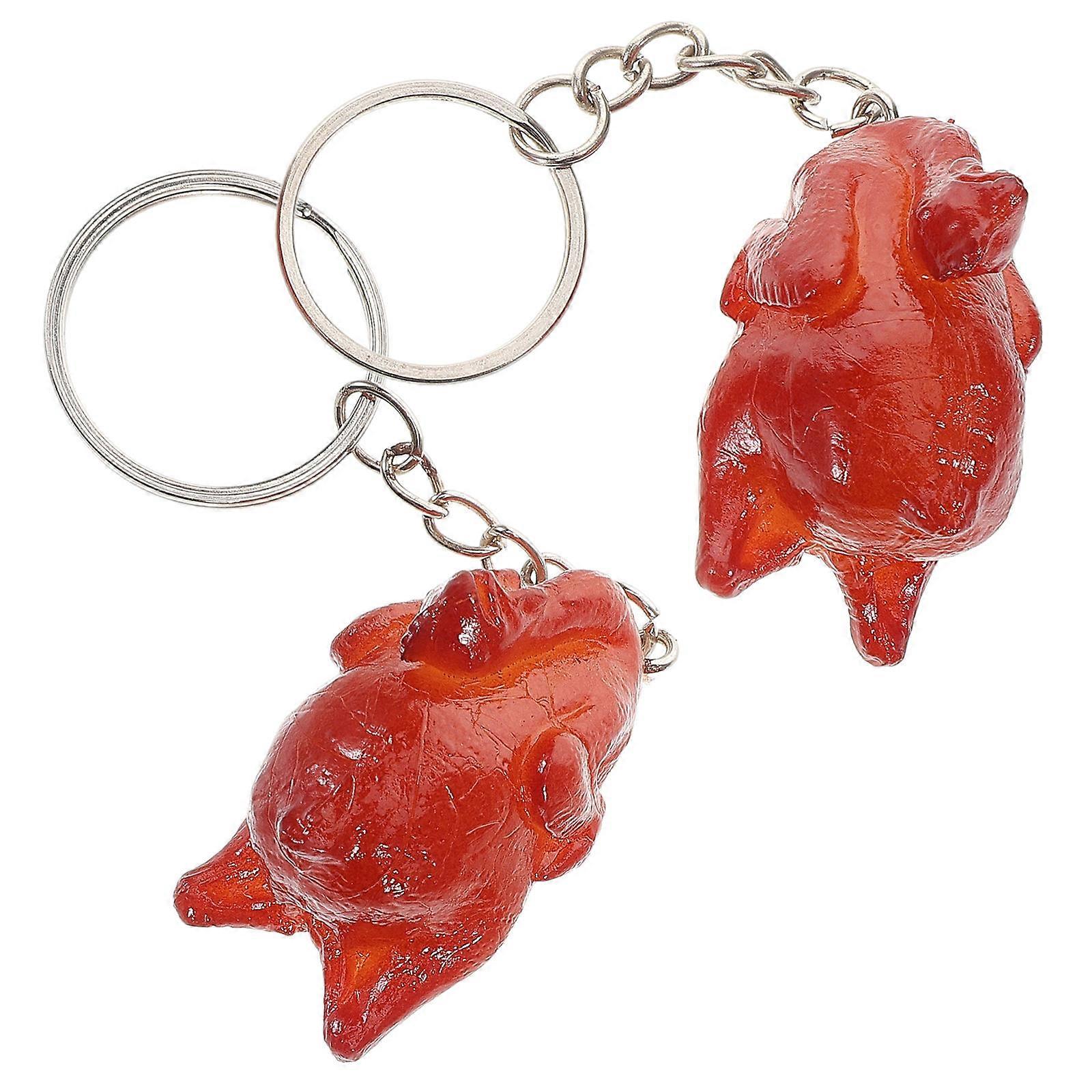 Chicken Keychain Made from PVC for Decoration 2Pcs Assorted Color