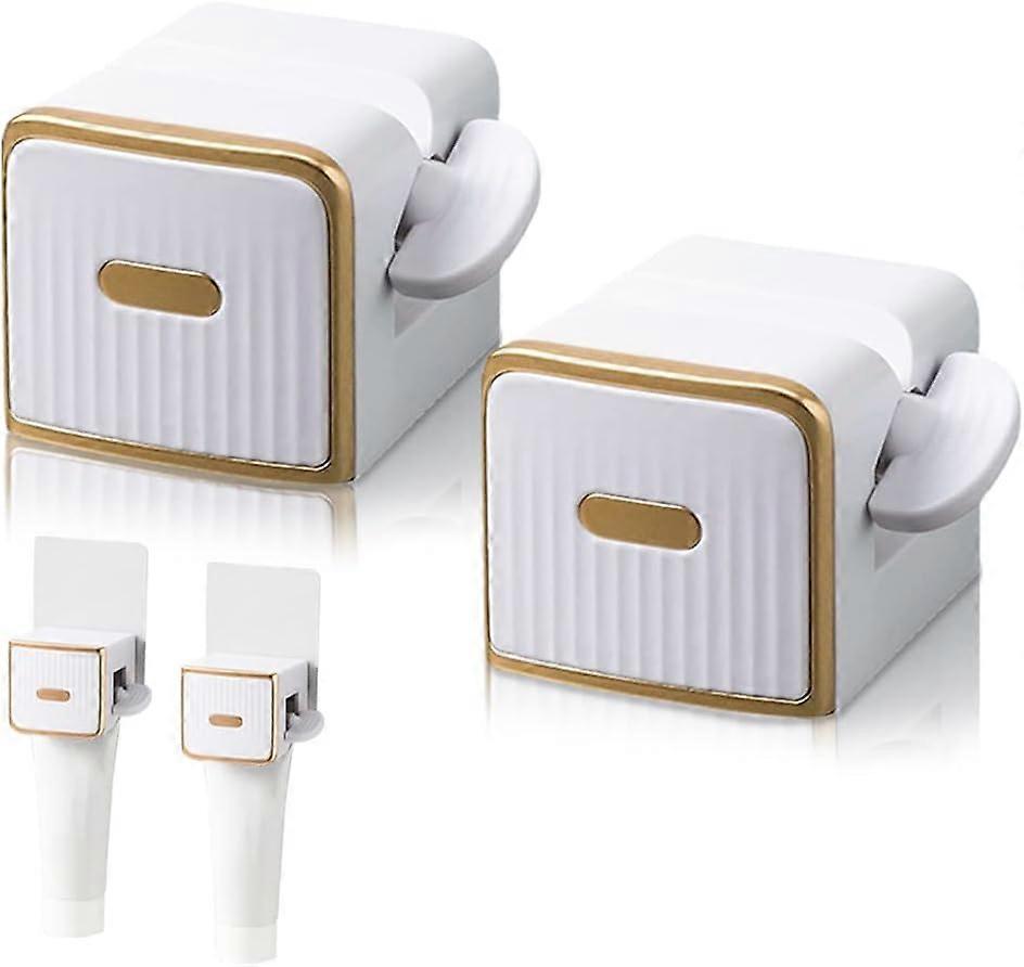 2-Pack Toothpaste Squeezer Wall Mount Toothpaste Dispenser Bathroom Roll-On Tube (White)