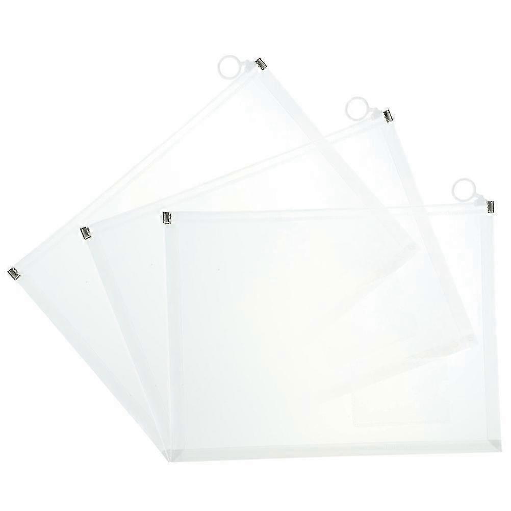 Plastic File Envelopes Button Design Document Folders A4 Size Prevent Loss 3Pcs