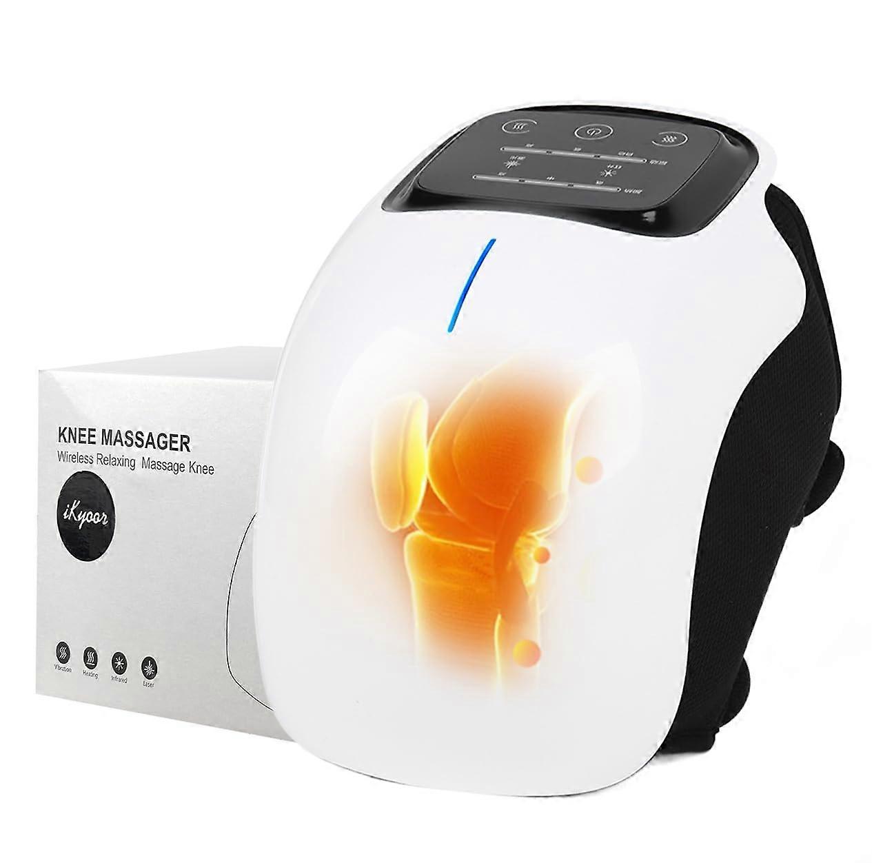 Heated Knee Massager with Vibration and Heat Therapy, Cordless Rechargeable Design, Adjustable Straps