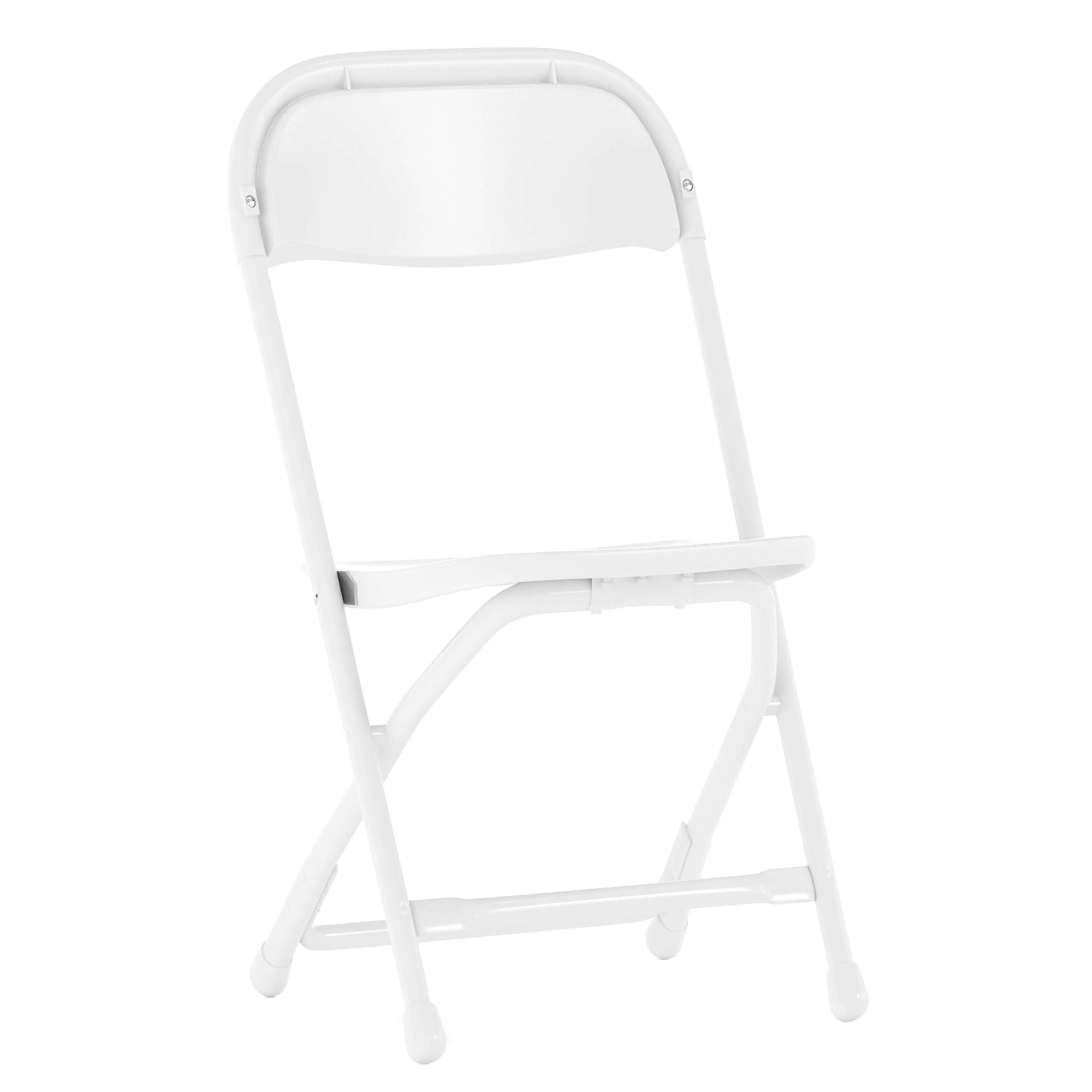Kids White Plastic Folding Chair with Metal Frame, SpaceSaving, 220lbs Capacity, 1 Pack