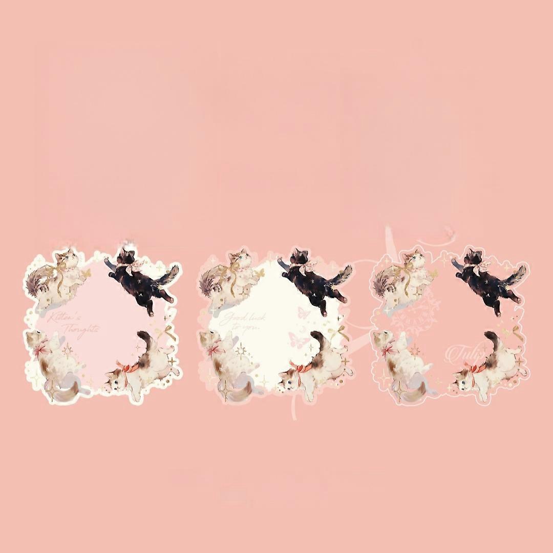 45pcs Cat Pattern Embossed Gold Foil Sticky Notes�� DIYNote Paper Memo Note Message Book Hand Account Material Decorative Paper