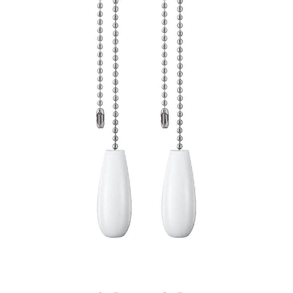 2 Pcs Ceiling Fan Pull Chain Extender Set with Decorative White Beads for Extended Reach and Style