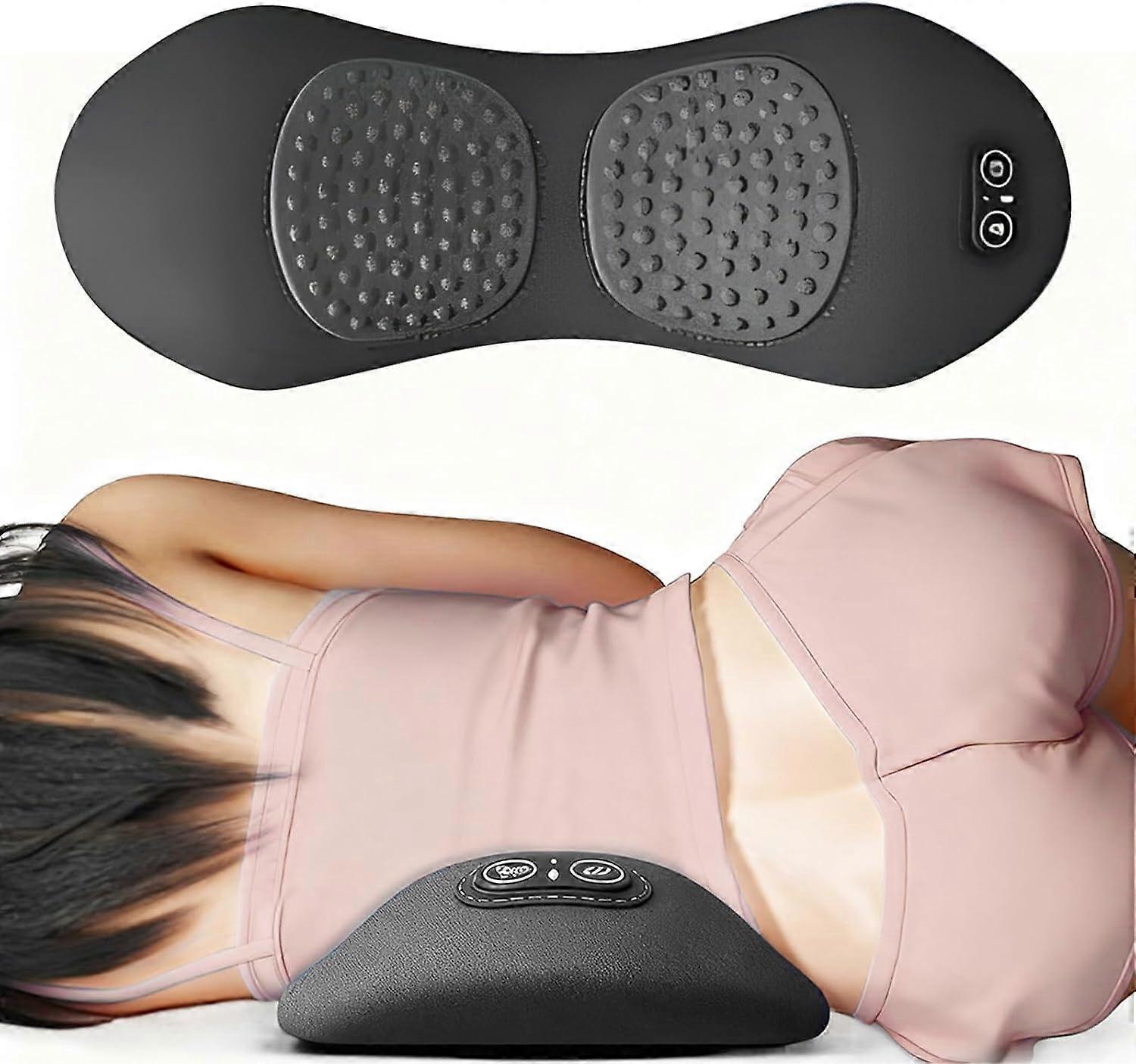 3 in 1 Back Massager with Vibration and Traction, Memory Foam Lumbar Support Pillow for Bed and Chair (Gray)