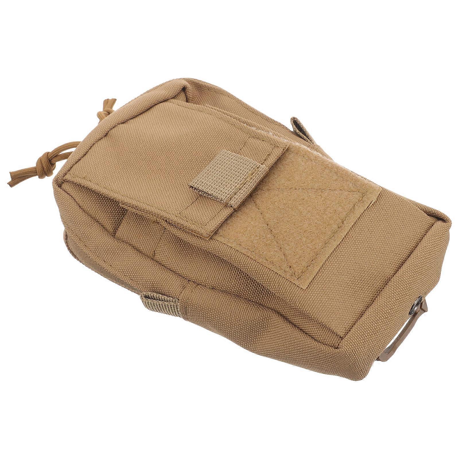 Khaki Belt Pouch Waist Bag for Storage Use 2Pcs Multi-Functional