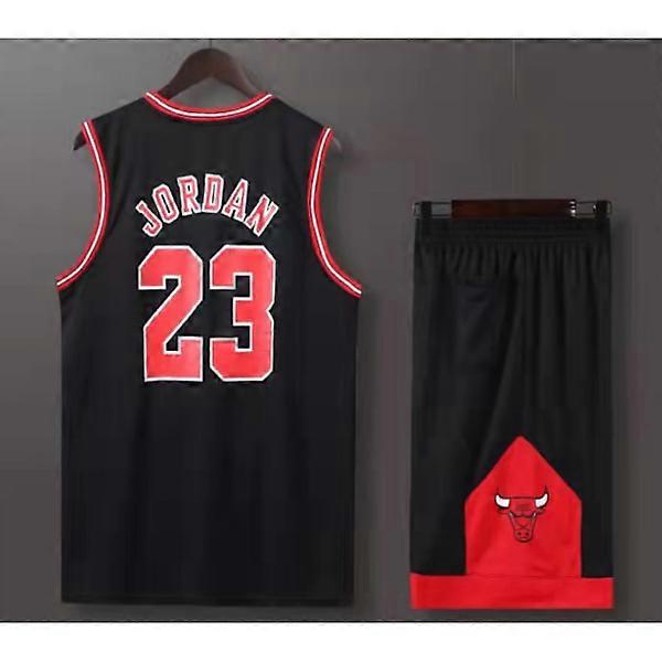 Ensemble maillot de basketball Michael Jordan n° 23, uniforme des Bulls, pour enfants et adultes, noir, taille 28 (150-155 cm)