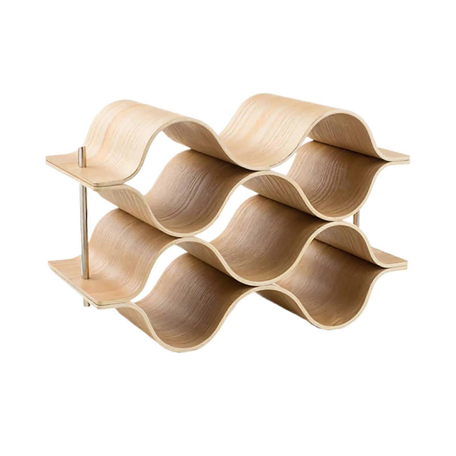 Wave Design Wooden Wine Rack Holds 14 Bottles Countertop Wine Storage for Home Bar Decor