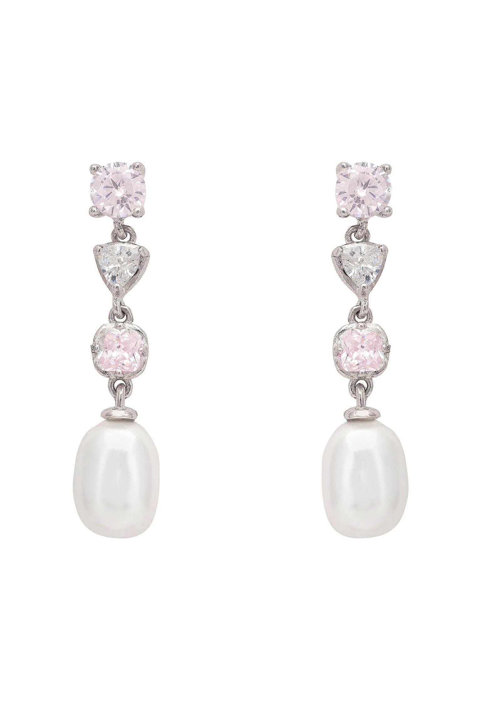 Pearl Whisper Drop Earrings Morganite Silver