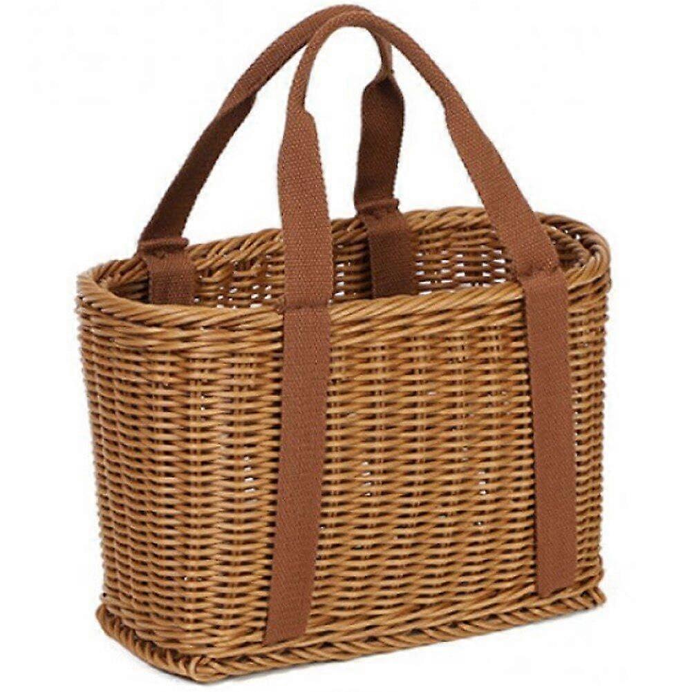 Large Wicker Basket with Handle, Handmade Rattan Storage for Vegetables, Picnic and Home Decor
