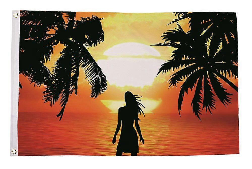Sunset Lady Silhouette Flag  CC0593