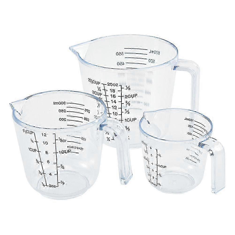 3pcs Transparent Graduated Cups Baking Cups Liquid Measuring Cups With Scale-c