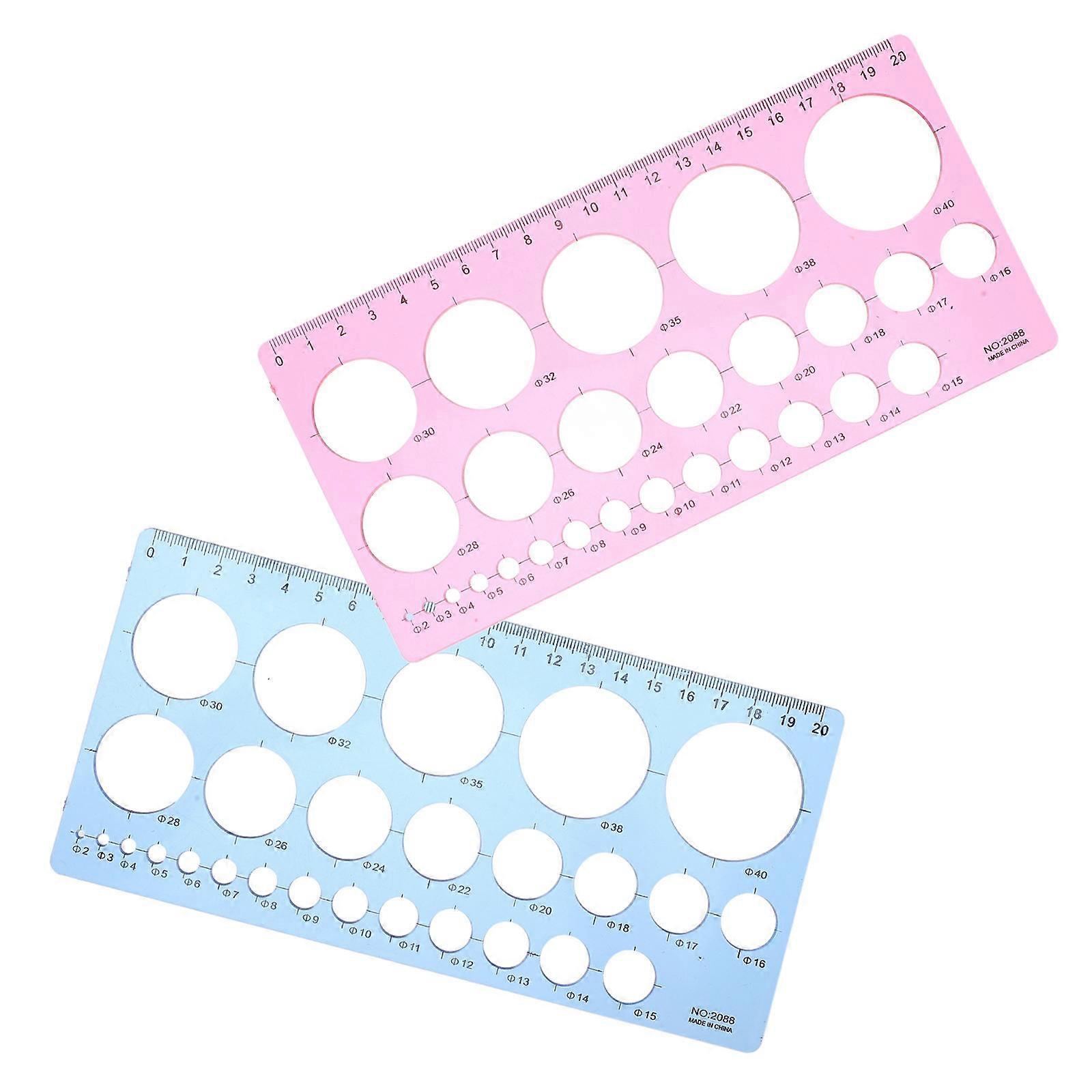 Geometric Circle Ruler Plastic Drawing Tools for Measuring Use 2Pcs Set