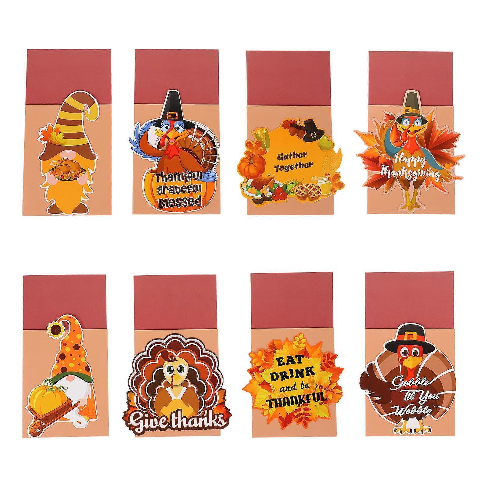 Thanksgiving Tableware Cards for Party Decoration 8Pcs Assorted Color Props