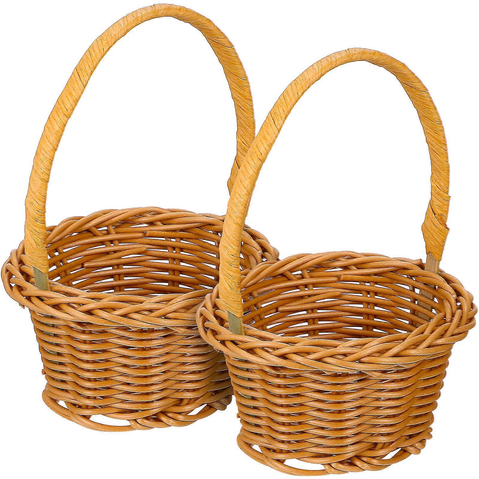 Small Woven Basket with Handle Storage Basket 2Pcs for Rustic Decor