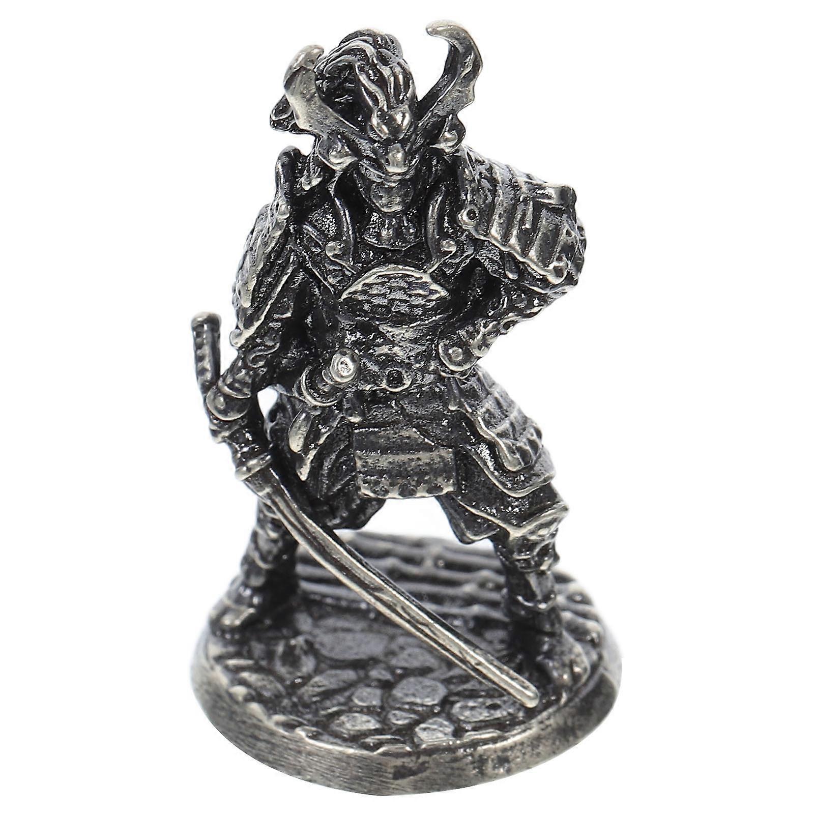 Mini Japanese Samurai Statue White Copper Model for Desktop Ornament