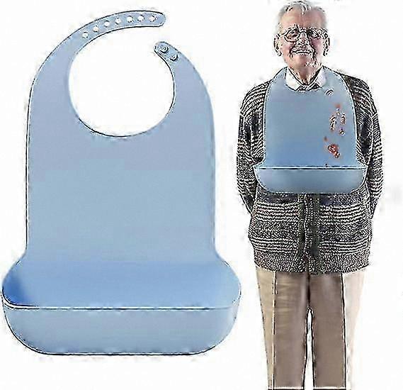 Adjustable Waterproof Silicone Bib with Crumb Catcher for Adults