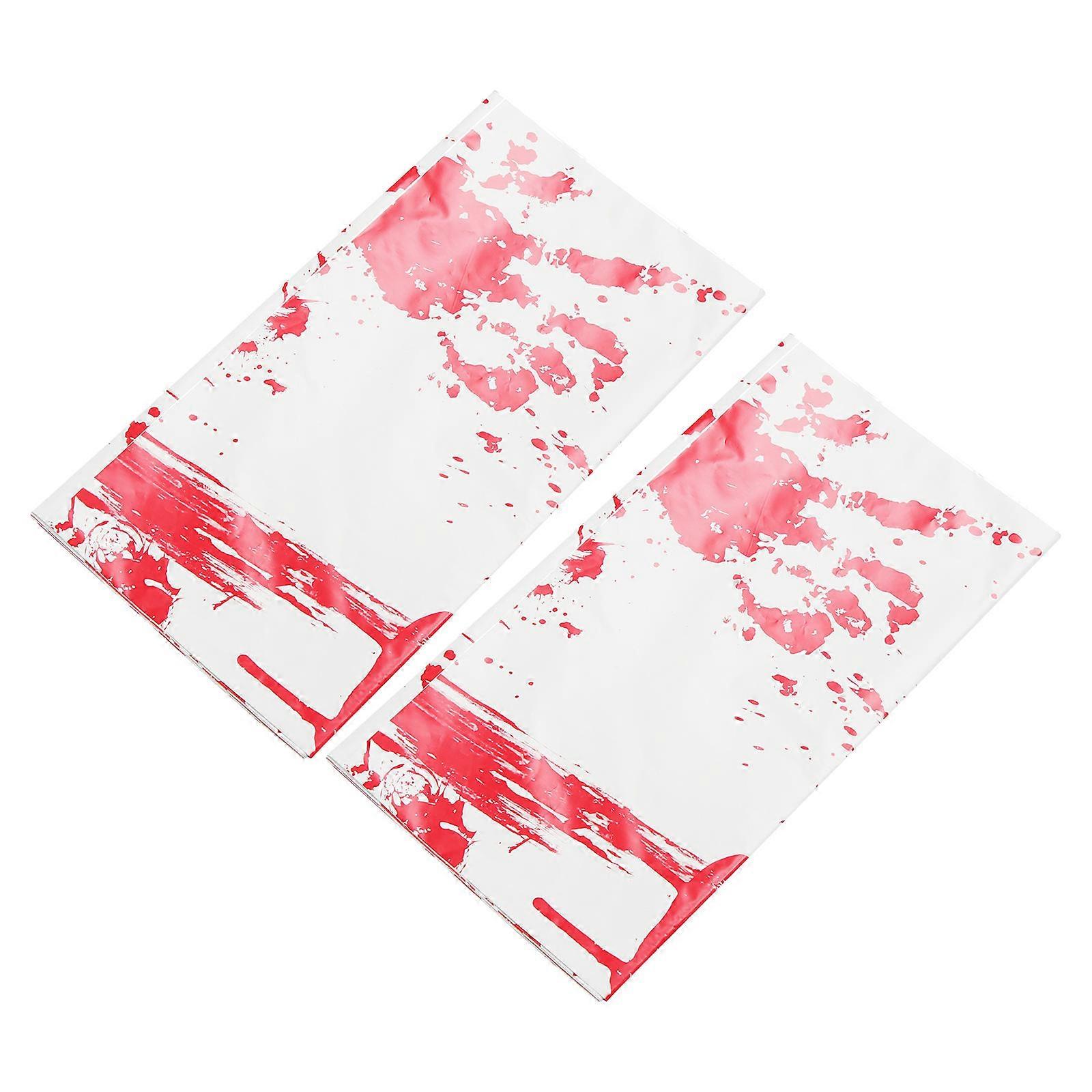 Halloween Tablecloth Rectangle Bloody Handprint for Decoration 2Pcs White
