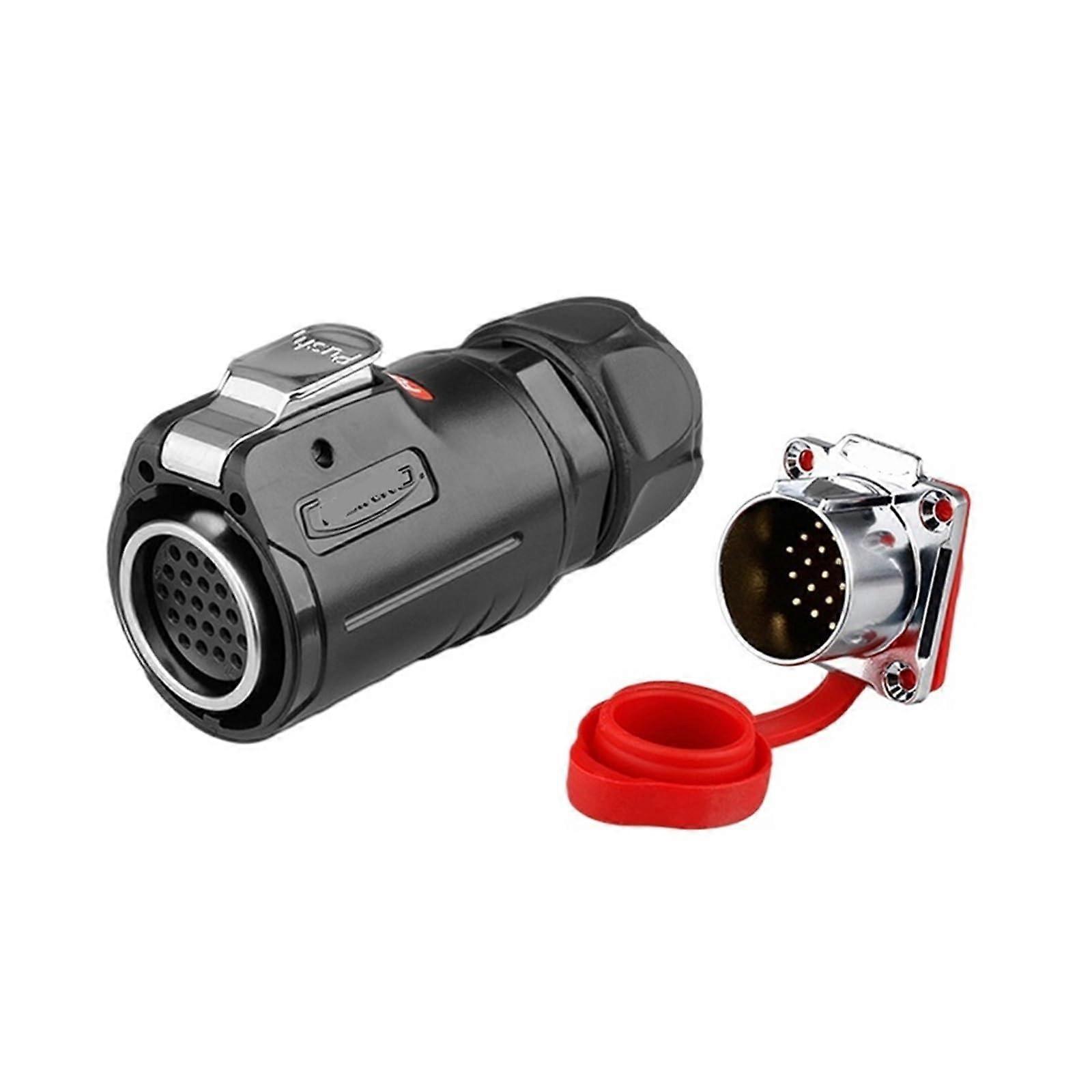 LP24 Industrial Waterproof Aviation Plug Socket 24Pin MultiCore Flange Mount 5V Connector