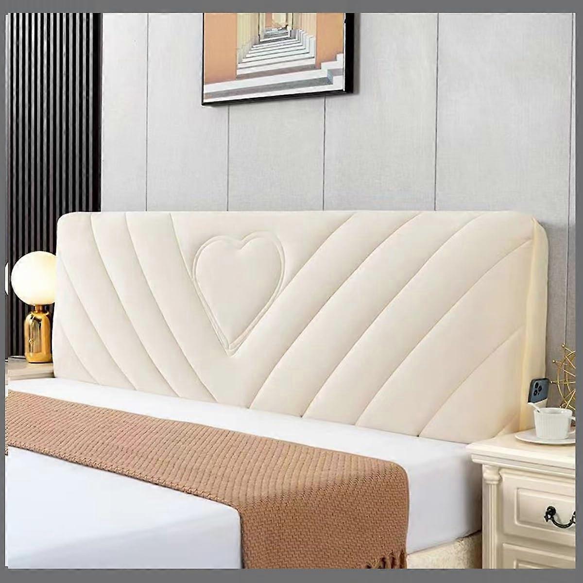 Velvet Headboard Cover Elastic Upholstered Protector for Double and Single Beds Washable Dustproof