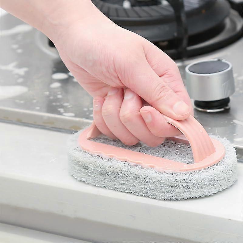 5pcs Kitchen Cleaning Brush with Handle for Bathroom Scrub, Durable Reusable Sponge Cleaner