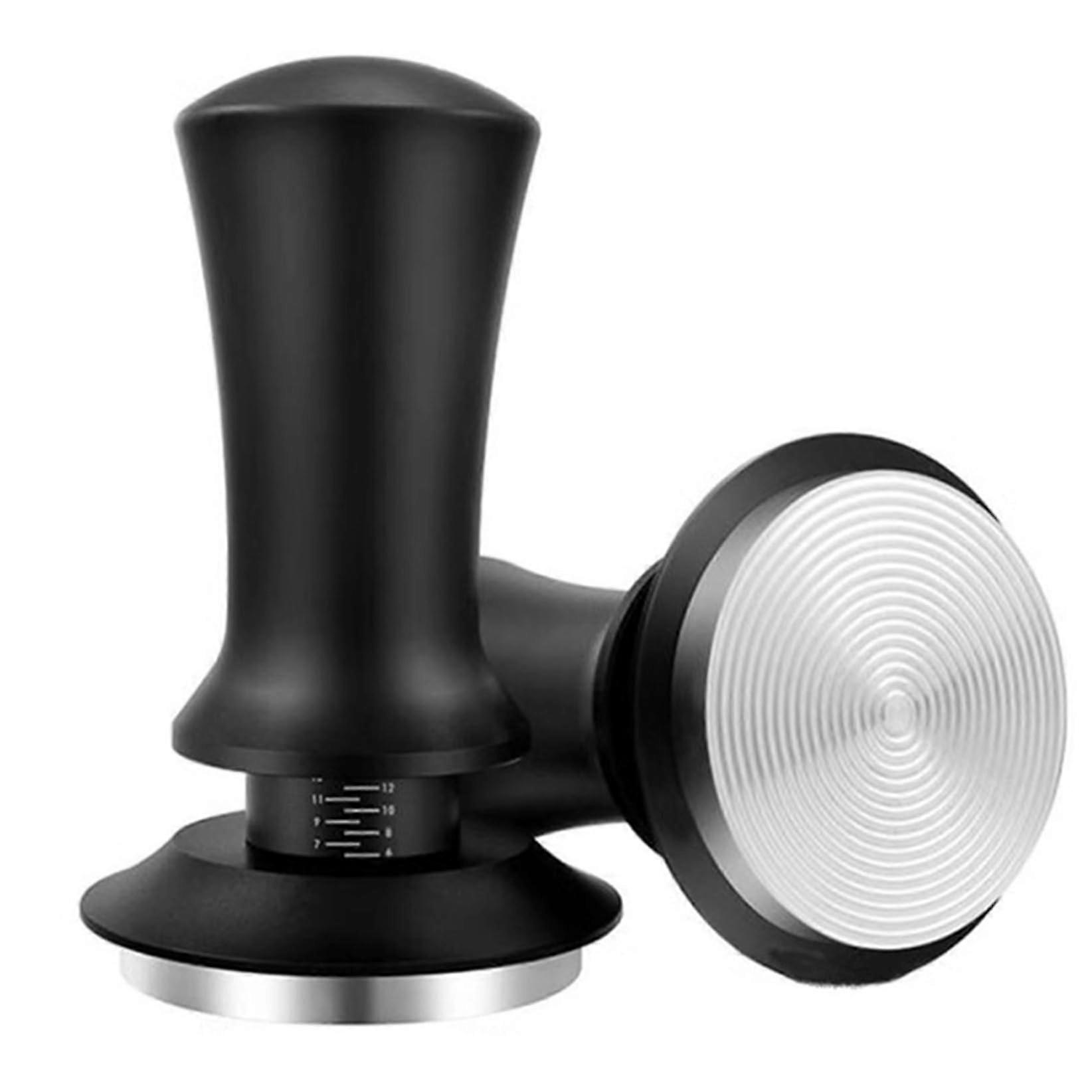 53mm Stainless Steel Coffee Tamper Adjustable Espresso Press with Precision Scale Black Thread Base