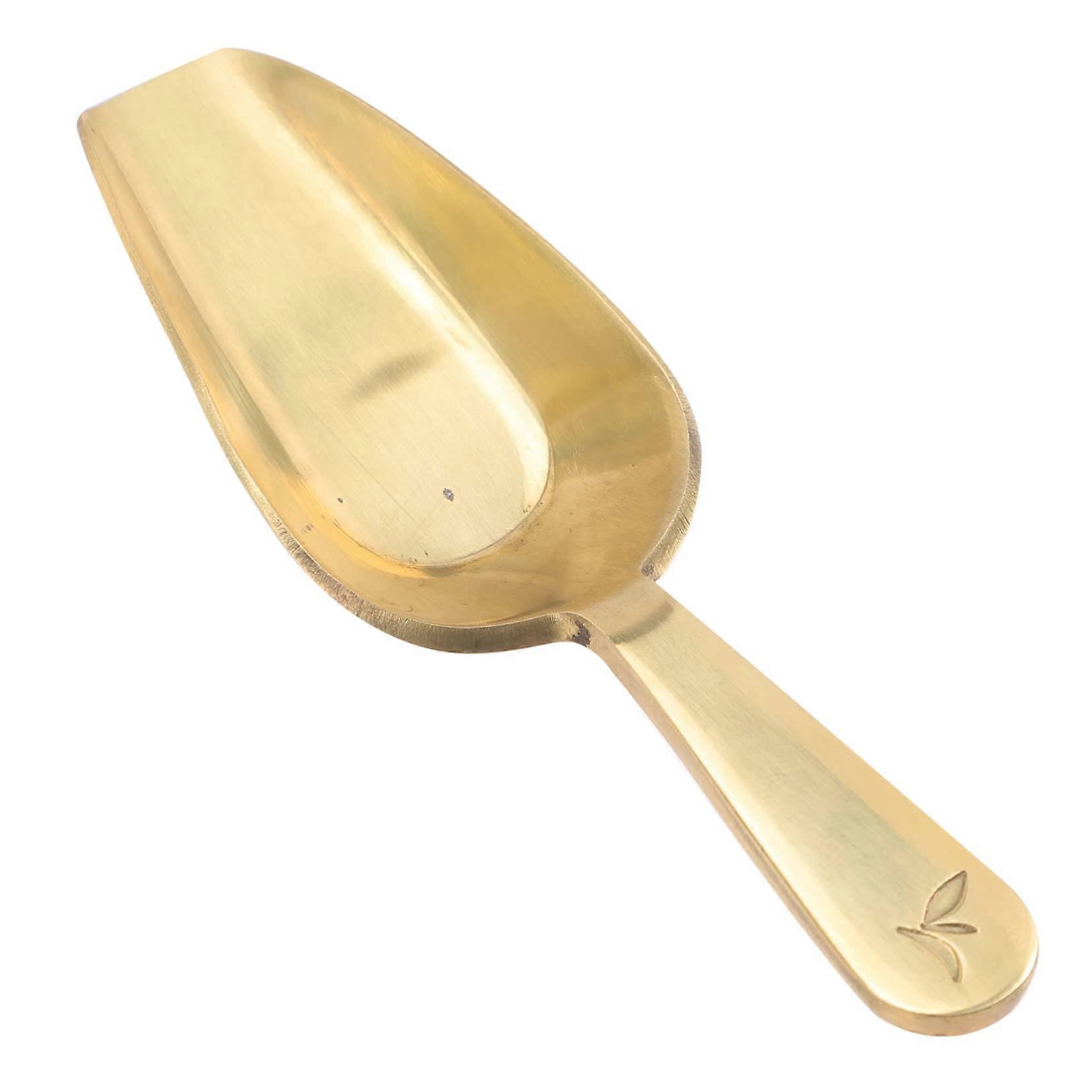 Brass Tea Scoop for Loose Leaf Tea, Ergonomic Handle, Easy Clean Small Coffee Bean Spoon